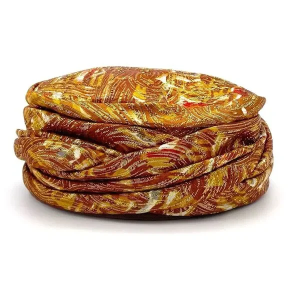 Vintage Valerie Modes Draped Turban Pillbox Hat – Metallic Gold & Bronze Brocade - Picture 8 of 16